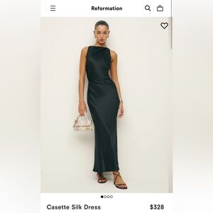 Reformation cassette silk dress in black